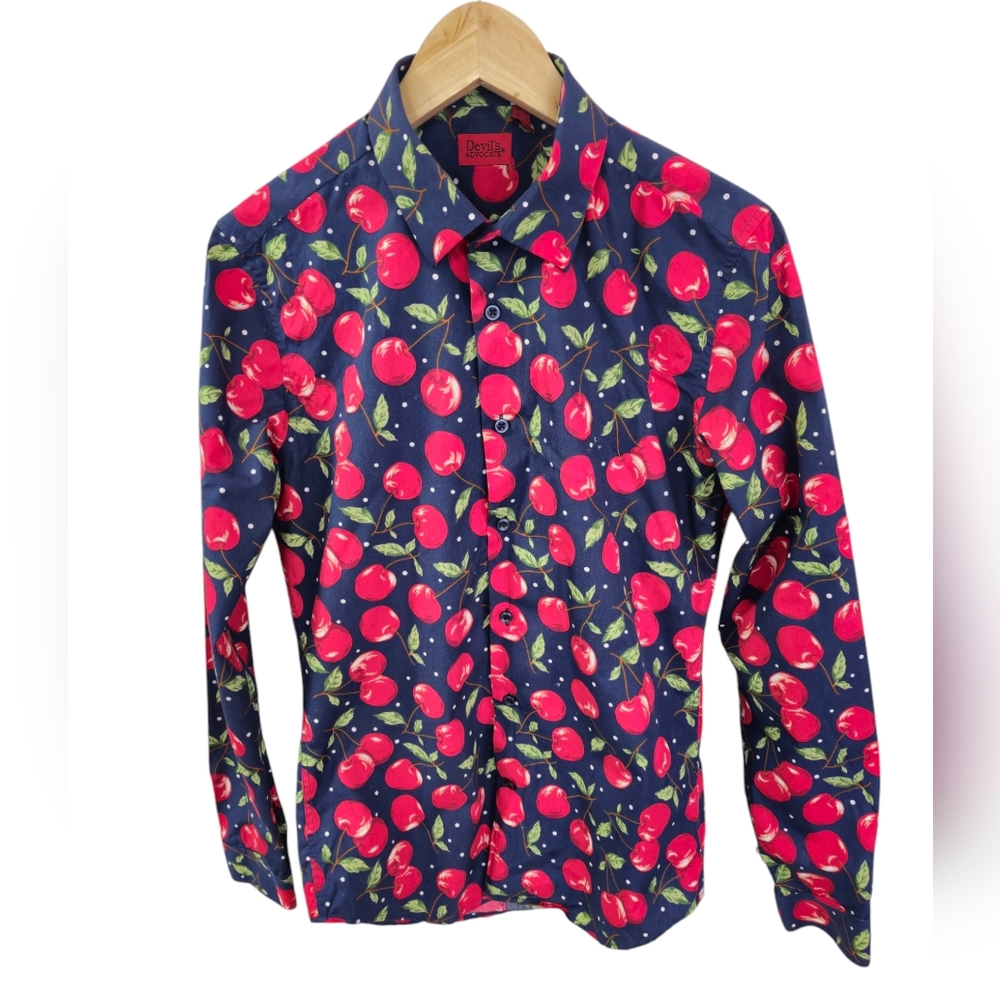 Devil's Advocate Men's Cherry Shirt Slim Fit Size Small